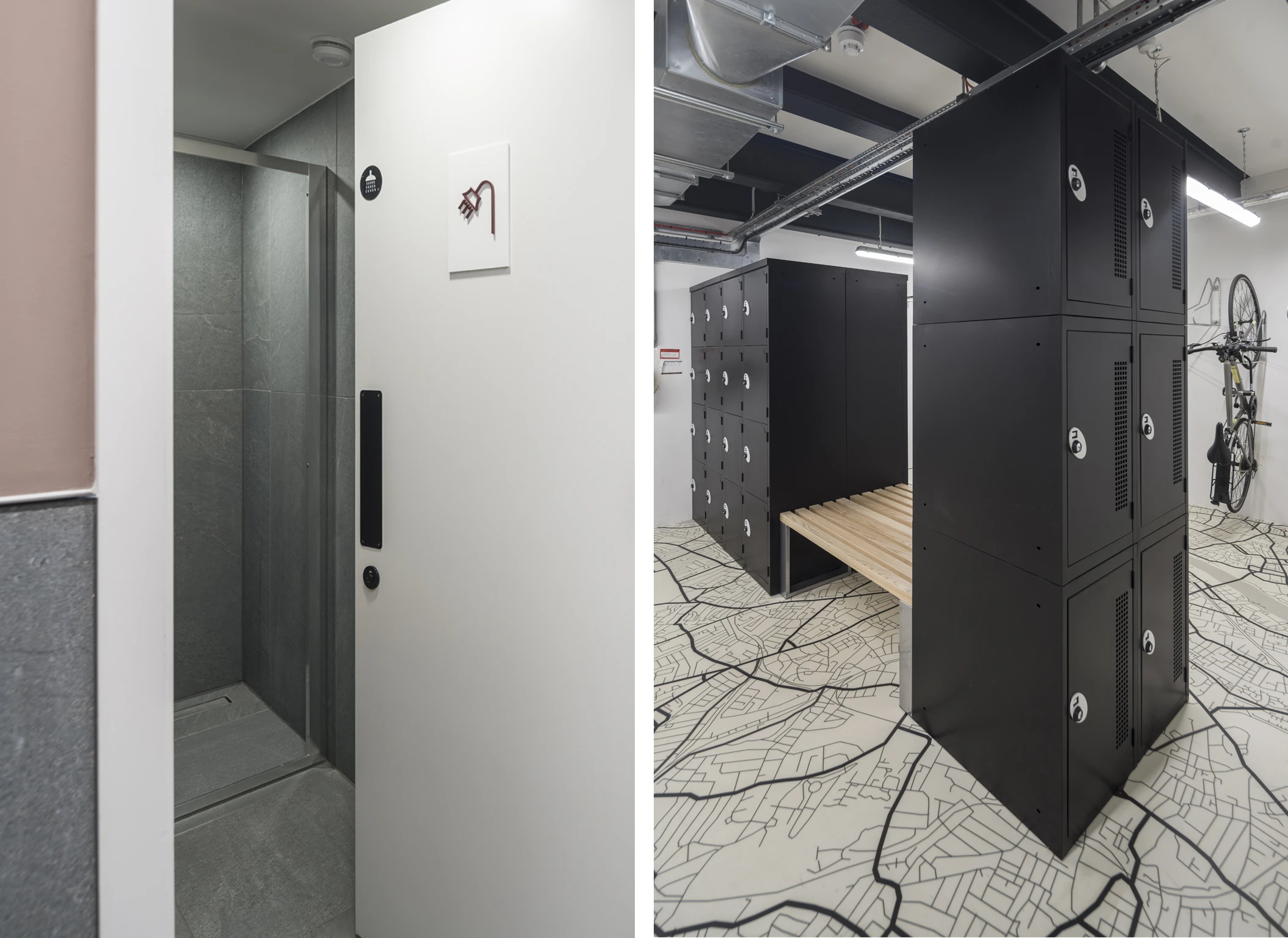 Shower facilities and bike storage with lockers